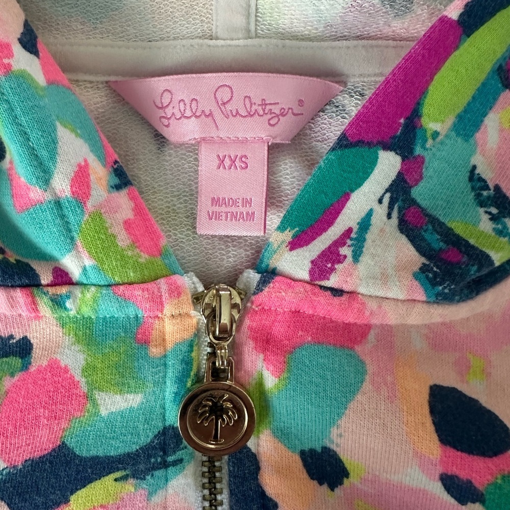 Lilly Pulitzer Pink Multi Half-Zip Hoodie Size XXS Perfect For Summer Layering - Picture 7 of 7